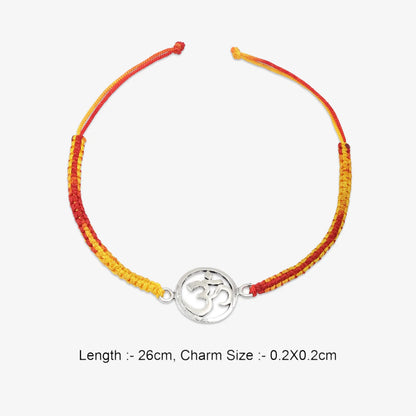 Silver Om Rakhi for Brother - Tweov Jewels