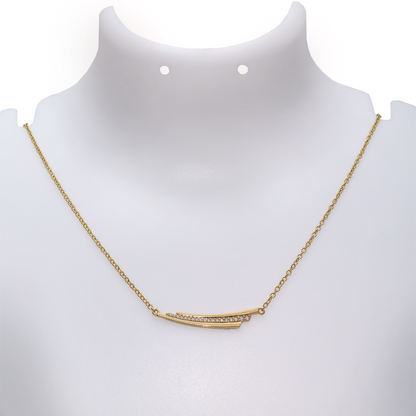 Pure Gold Plated Silver Necklace - Dazzling CZ layered Swing Design - Tweov Jewels