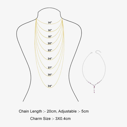 Designer Silver Pink Drop Necklace - Tweov Jewels