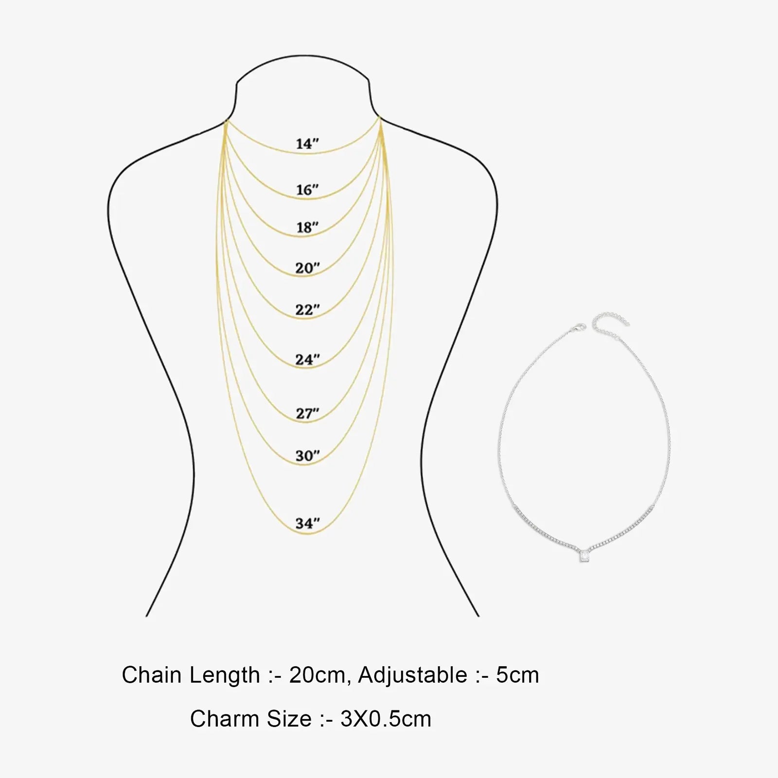 Solitaire Silver Tennis Necklace - Tweov Jewels