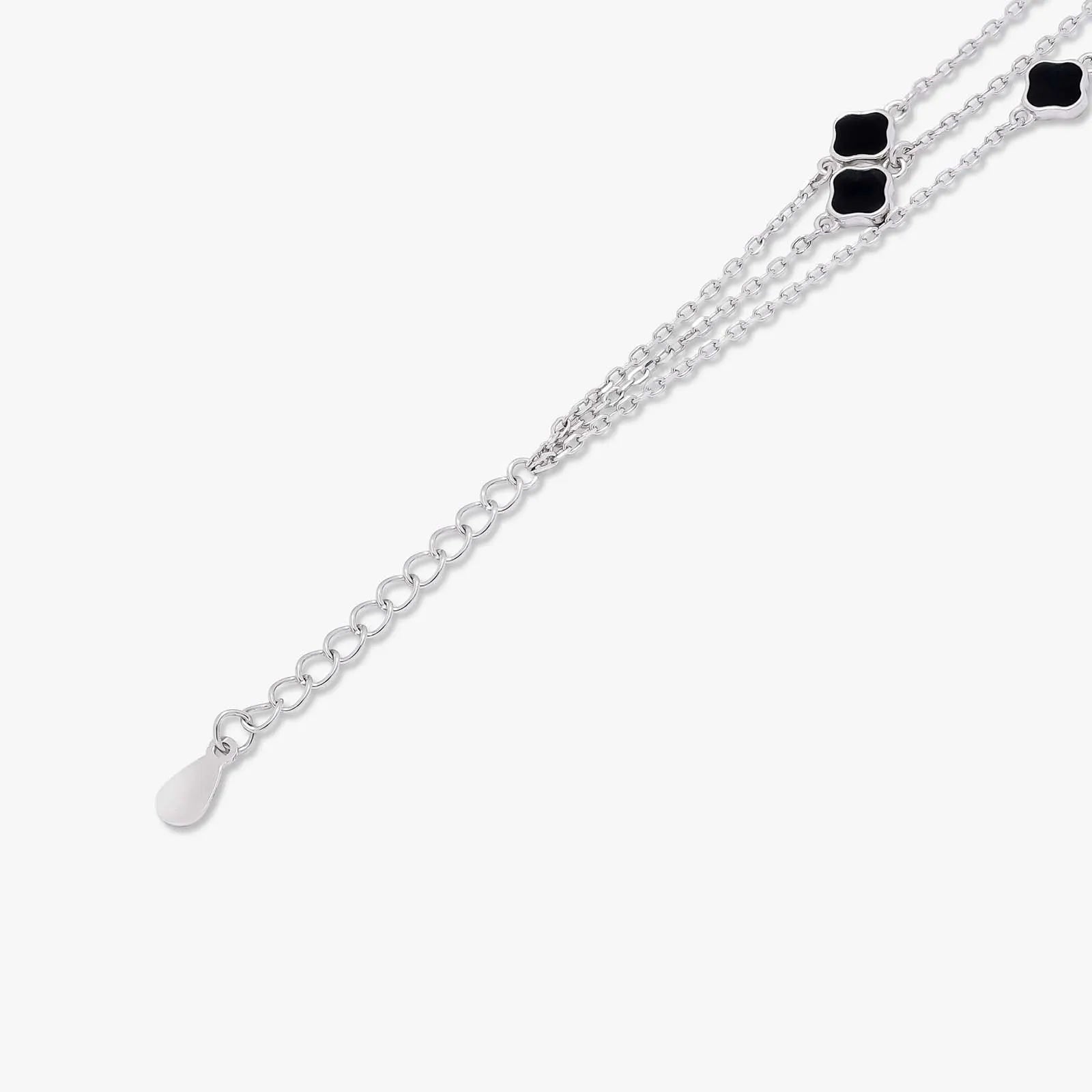 Black Clover Layered Silver Chain Bracelet - Tweov Jewels