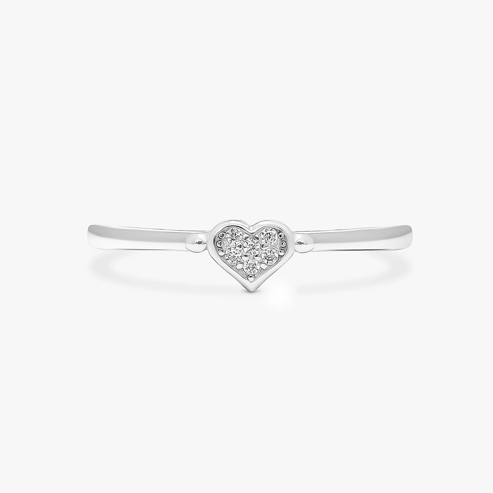 Minimal CZ Heart Silver Ring - Tweov Jewels