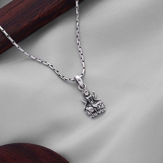 Pure 925 Silver Pendant - Sterling Maa lakshmi Oxidised Design - Tweov Jewels