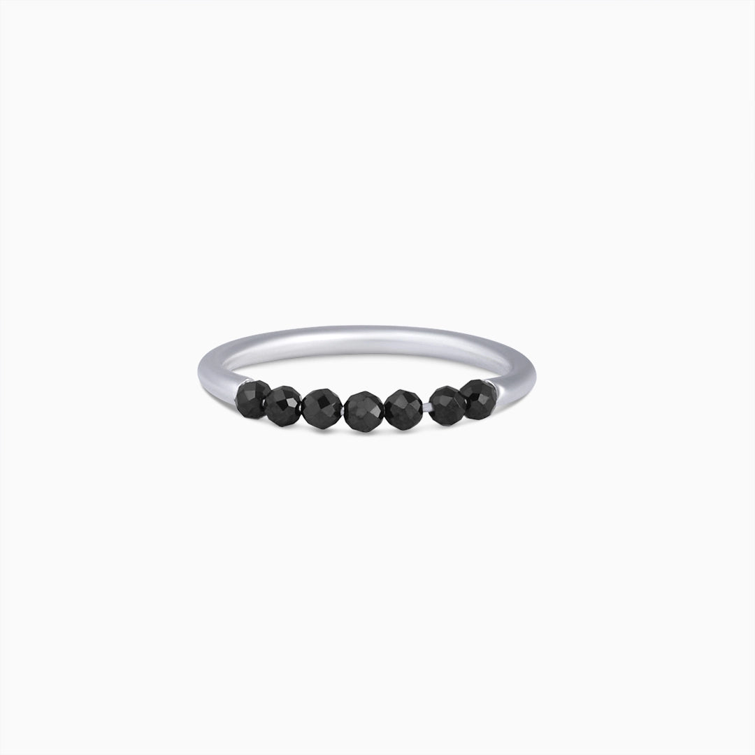 Pure Silver Ring - Made With Elite Black Beads - Tweov Jewels