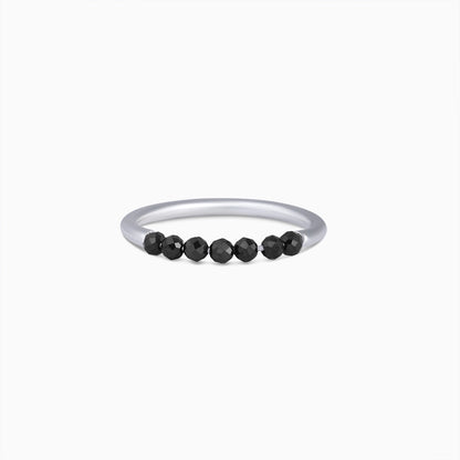 Pure Silver Ring - Made With Elite Black Beads - Tweov Jewels