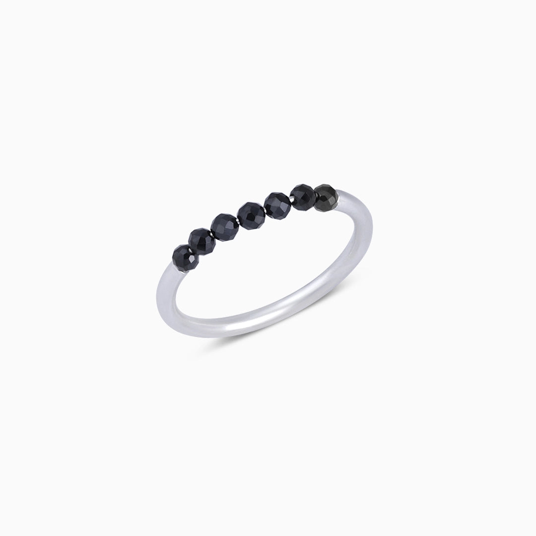 Pure Silver Ring - Made With Elite Black Beads - Tweov Jewels