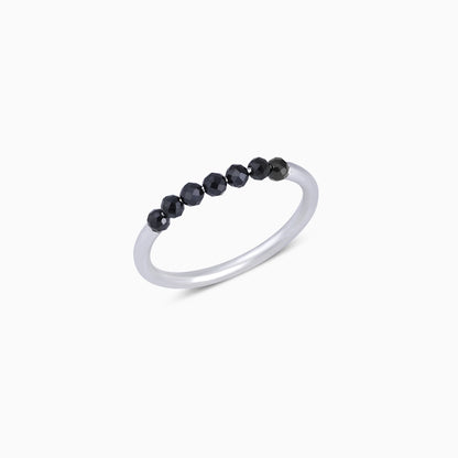 Pure Silver Ring - Made With Elite Black Beads - Tweov Jewels
