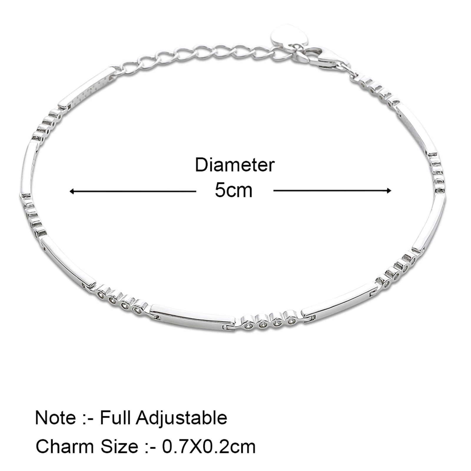 CZ Adjustable Silver Link Chain Bracelet - Tweov Jewels
