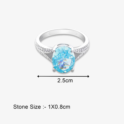 Oval Cut Sky Blue Topaz Silver Ring - Tweov Jewels