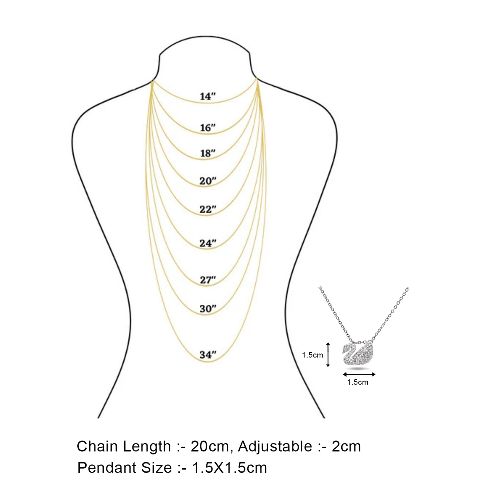 Swan Design Silver Pendant Necklace - Tweov Jewels