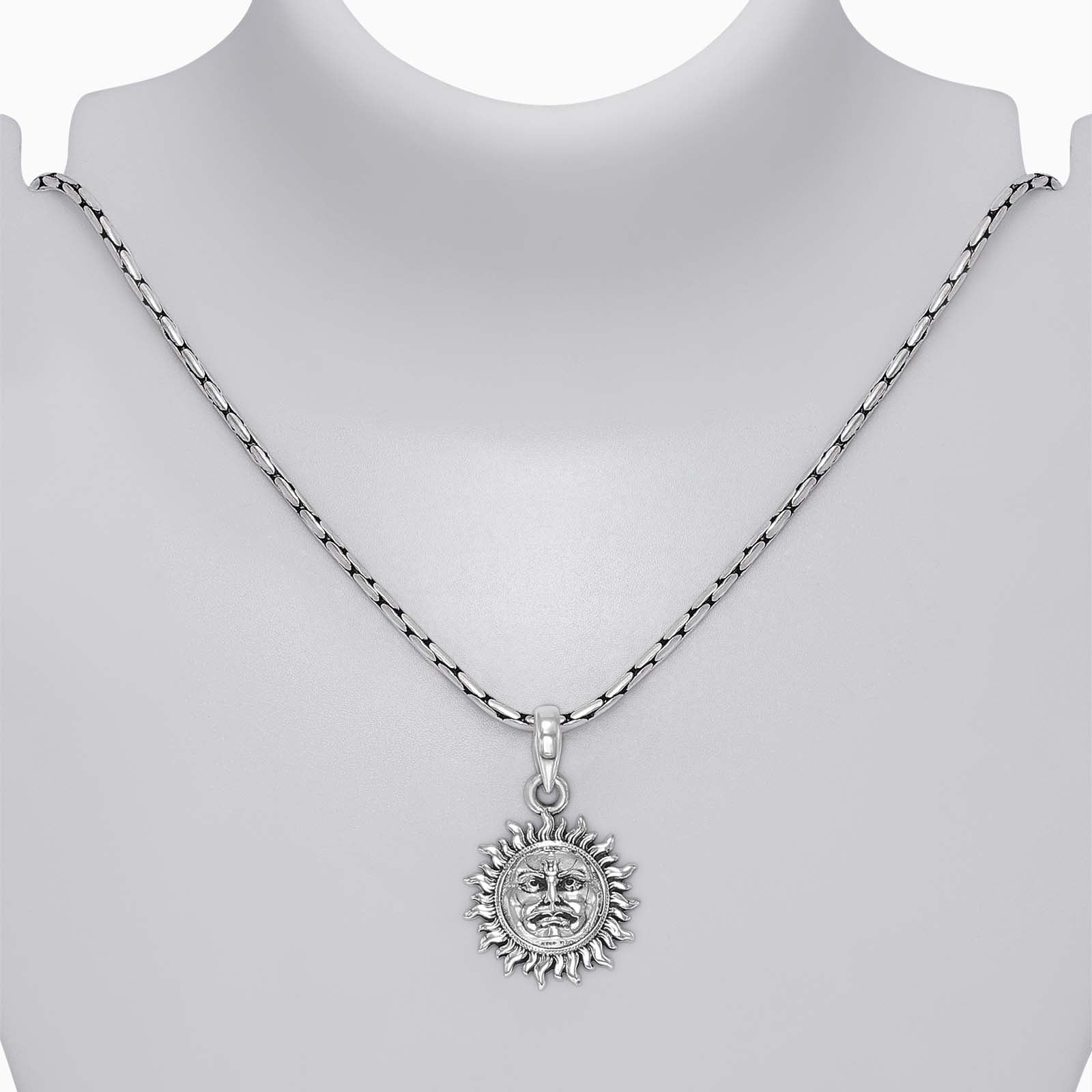 Oxidized Pure Silver Sun Pendant - Tweov Jewels
