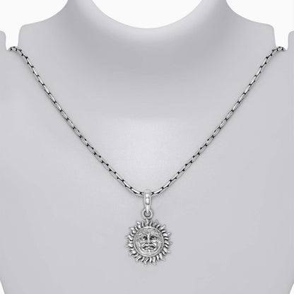 Oxidized Pure Silver Sun Pendant - Tweov Jewels