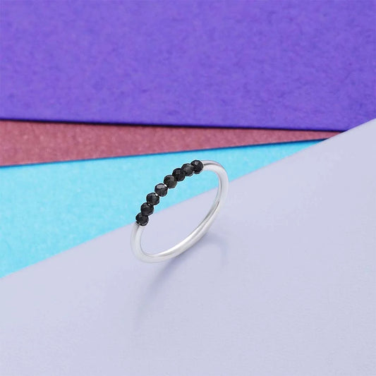 Pure Silver Ring - Made With Elite Black Beads - Tweov Jewels
