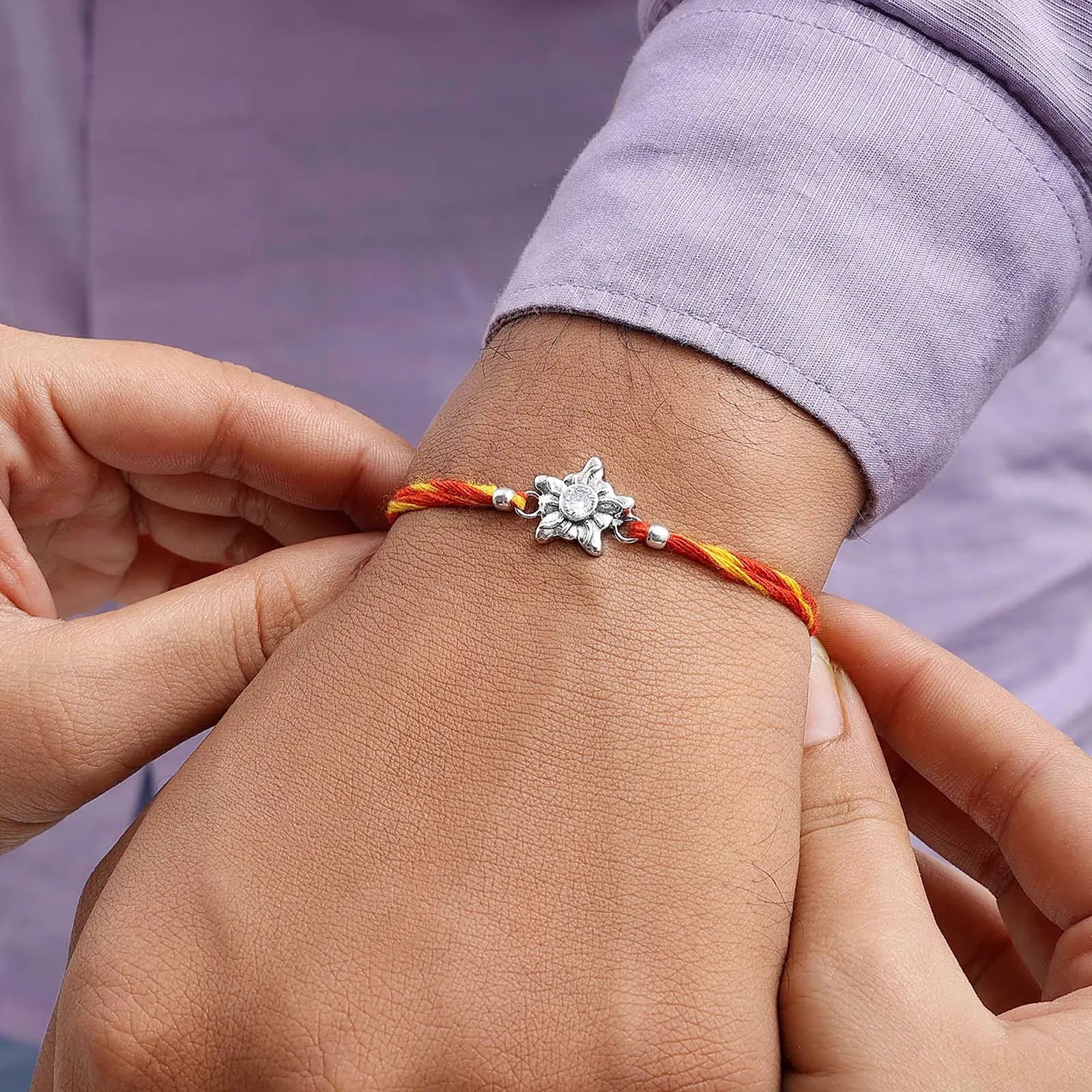 Star Design Silver Rakhi for Brother - Tweov Jewels