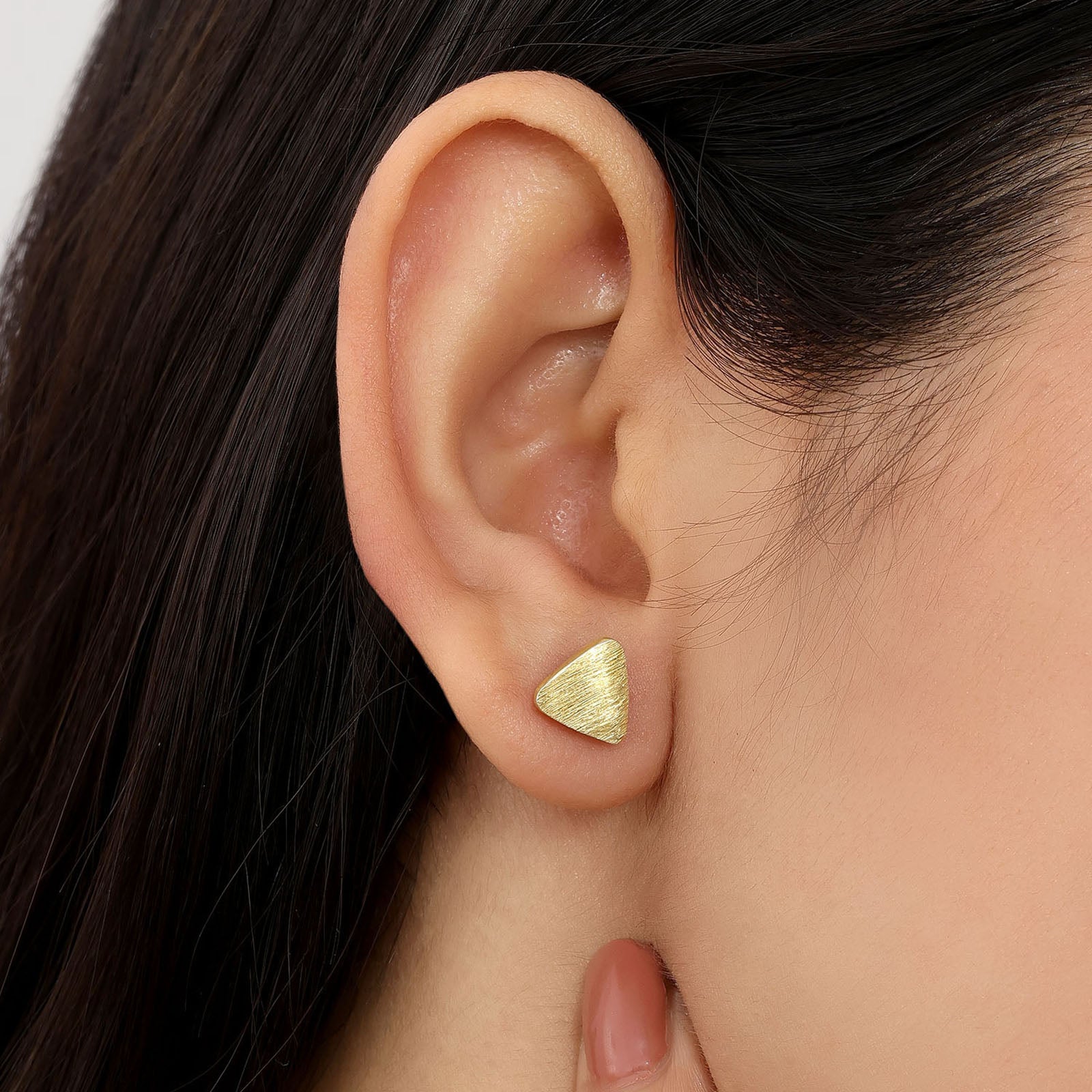 Pure Silver Stud - Triangle Gold Plated Model - Tweov Jewels