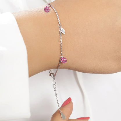 Silver Pink Floral Leaf Bracelet - Tweov Jewels