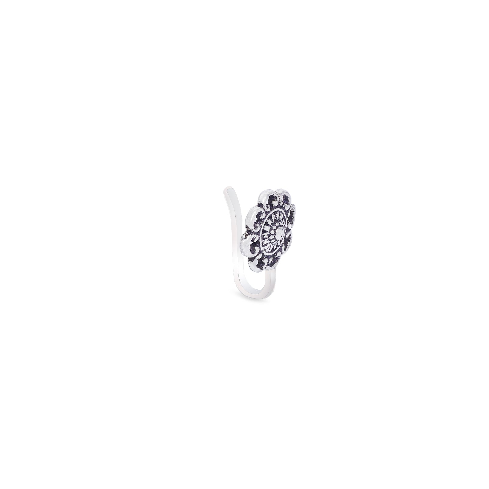 Pure Silver Nose Ring - Whispers of Oxidized Filigree - Tweov Jewels