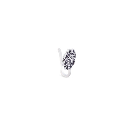 Pure Silver Nose Ring - Whispers of Oxidized Filigree - Tweov Jewels