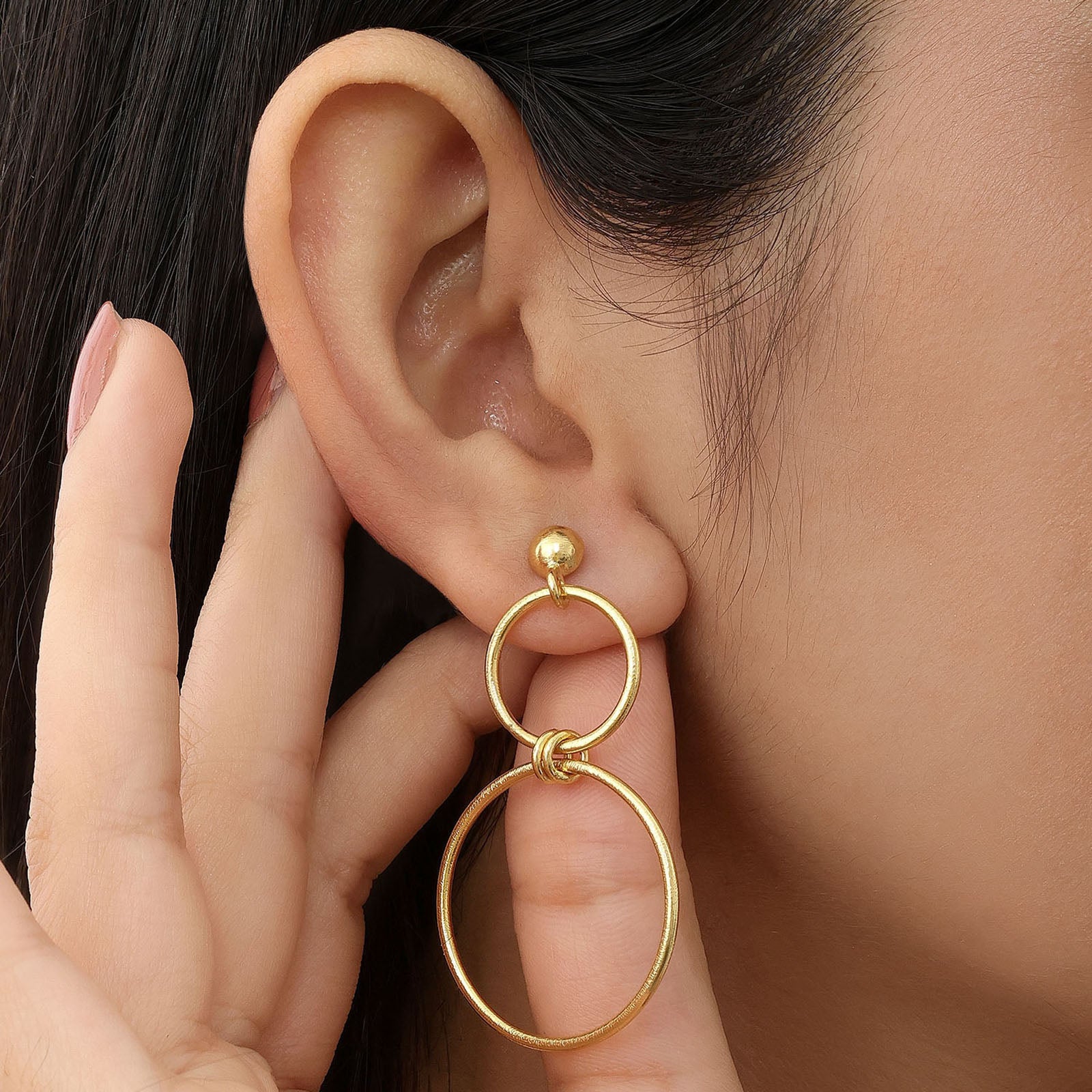Pure Silver Earrings - Eternal Gold Plated Loop Design - Tweov Jewels