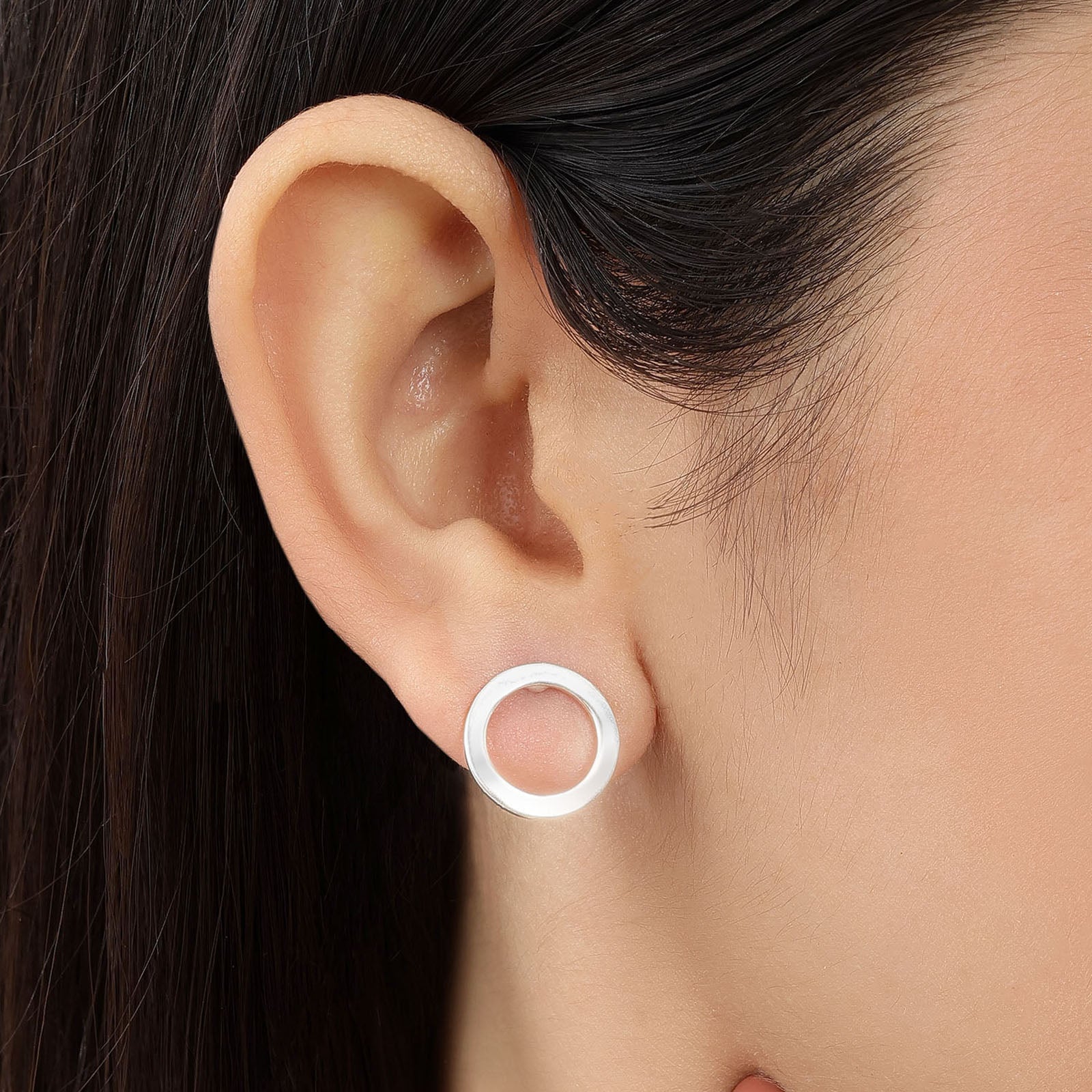 Pure Silver Stud Earrings - Polished Hoop Design - Tweov Jewels
