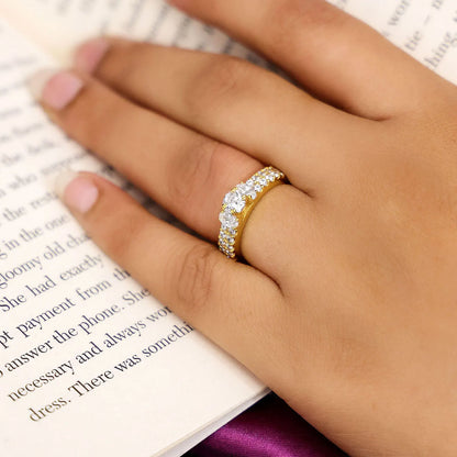 Gold Plated Solitaire CZ Stylish Silver Ring - Tweov Jewels
