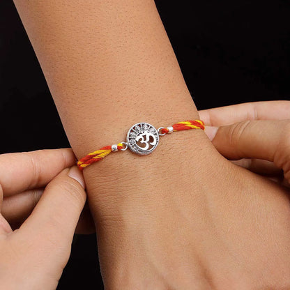 Designer Om Silver Rakhi for Brother - Tweov Jewels