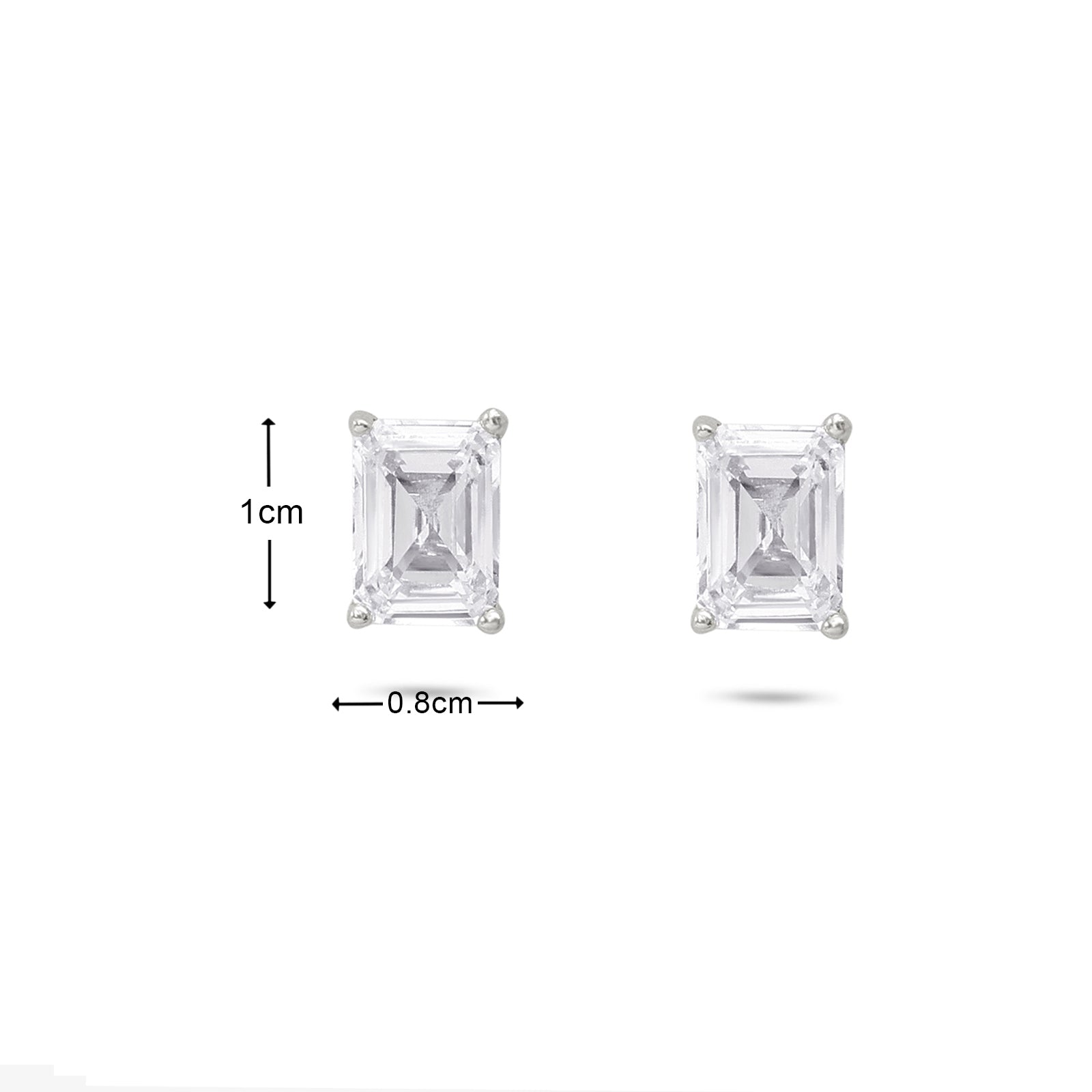 American Diamond Silver Rectangle Stud Earrings - Tweov Jewels
