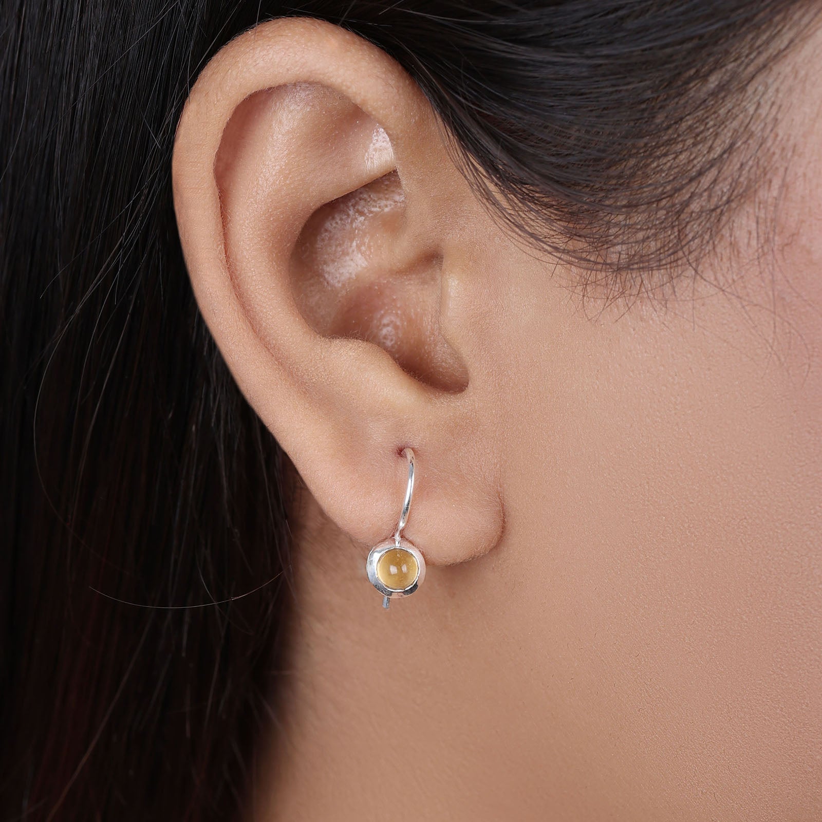 Pure Silver Earrings - Made With Tiny Tiger-Eye Stone - Tweov Jewels