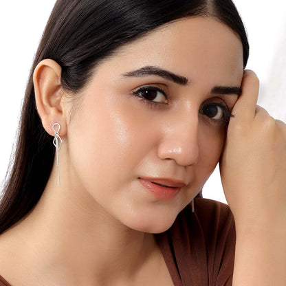 Sleek Threader Chain Design Silver Earrings - Tweov Jewels