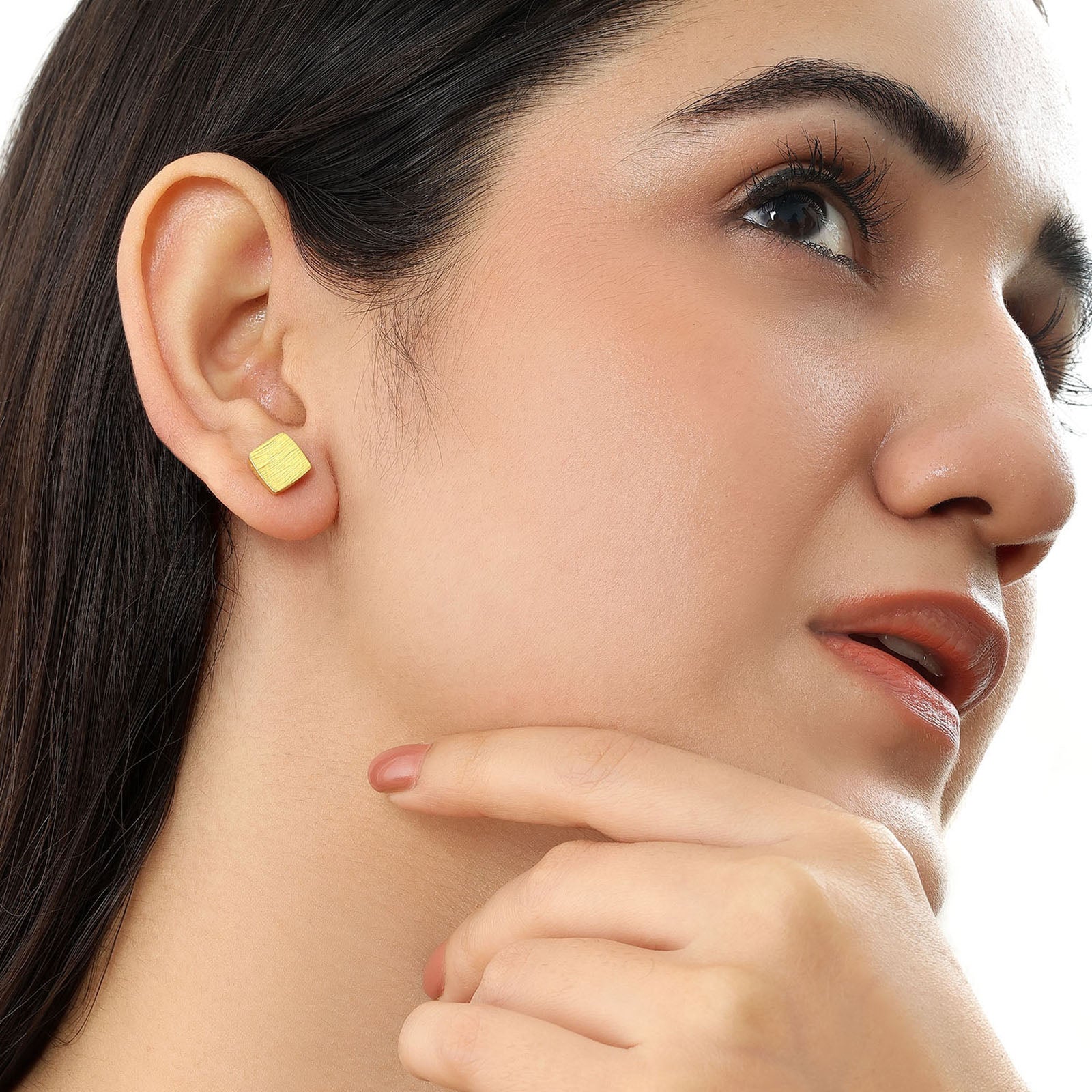 Pure Silver Stud Earrings - Gold Plated With Modern Cubes - Tweov Jewels