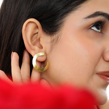 Pure Silver Earrings - Stylish Gold Finish C-Hoops - Tweov Jewels