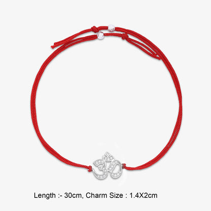 Silver CZ Om Rakhi for Brother - Tweov Jewels