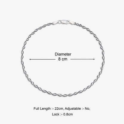 Black Twisted Weave Silver Anklet - Tweov Jewels