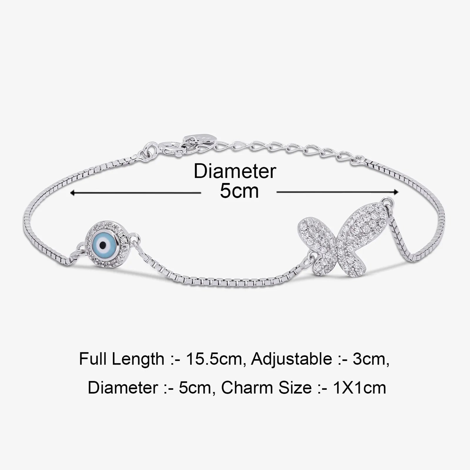 Evil Eye Butterfly Silver Bracelet - Tweov Jewels