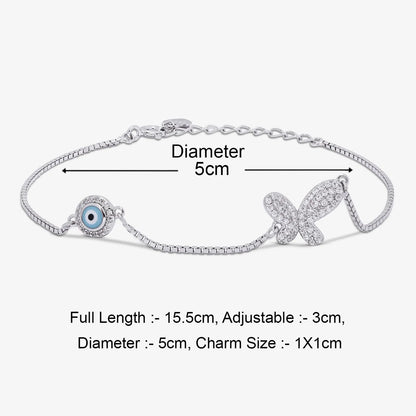 Evil Eye Butterfly Silver Bracelet - Tweov Jewels