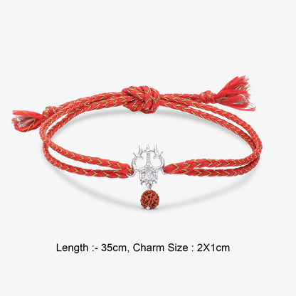 Trishul & Rudraksha Silver Rakhi for Brother - Tweov Jewels