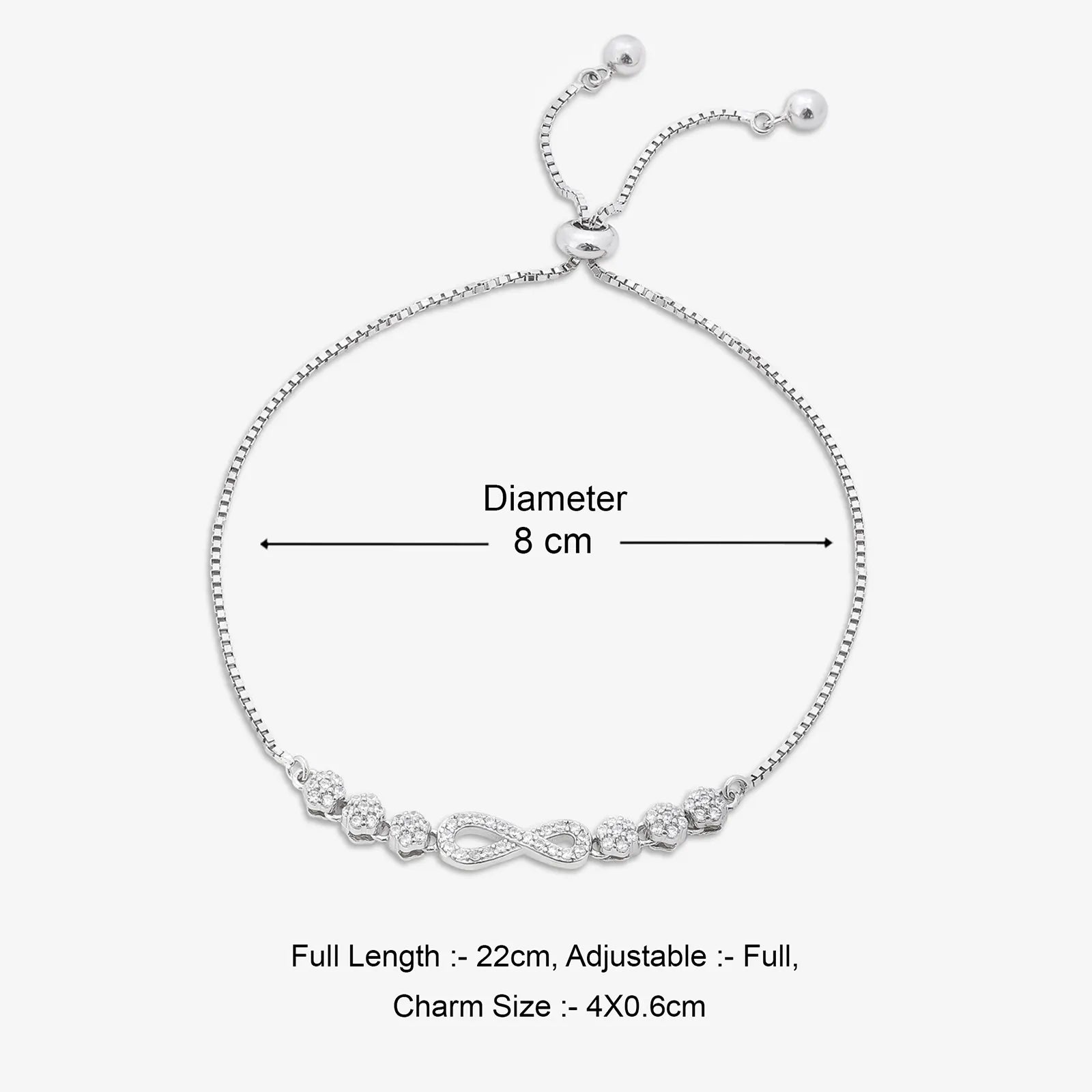 CZ Infinity Silver Bracelet for Women