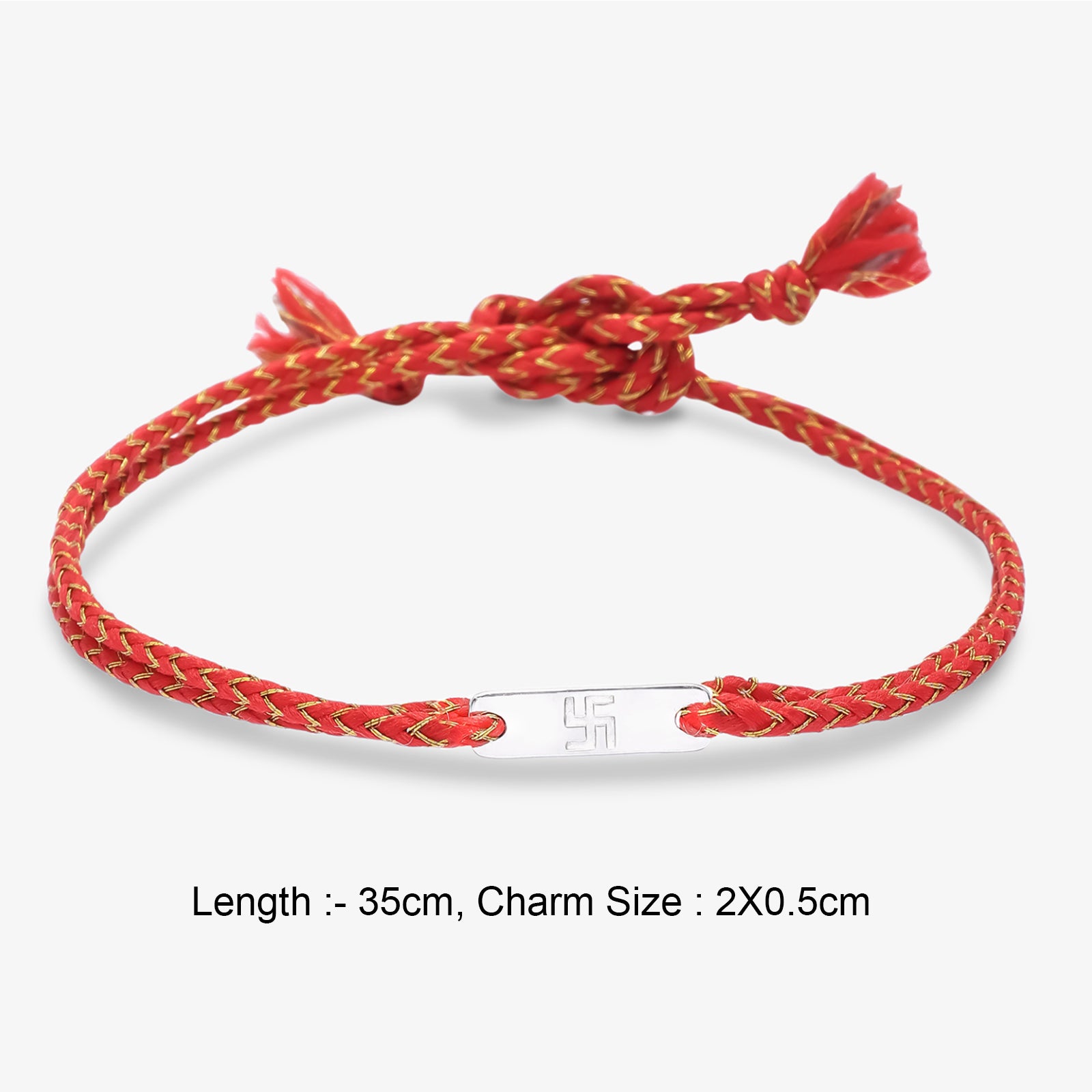Rectangle Swastik Silver Rakhi - Tweov Jewels