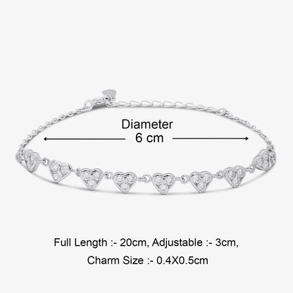 Silver Small Heart Charm Bracelet - Tweov Jewels