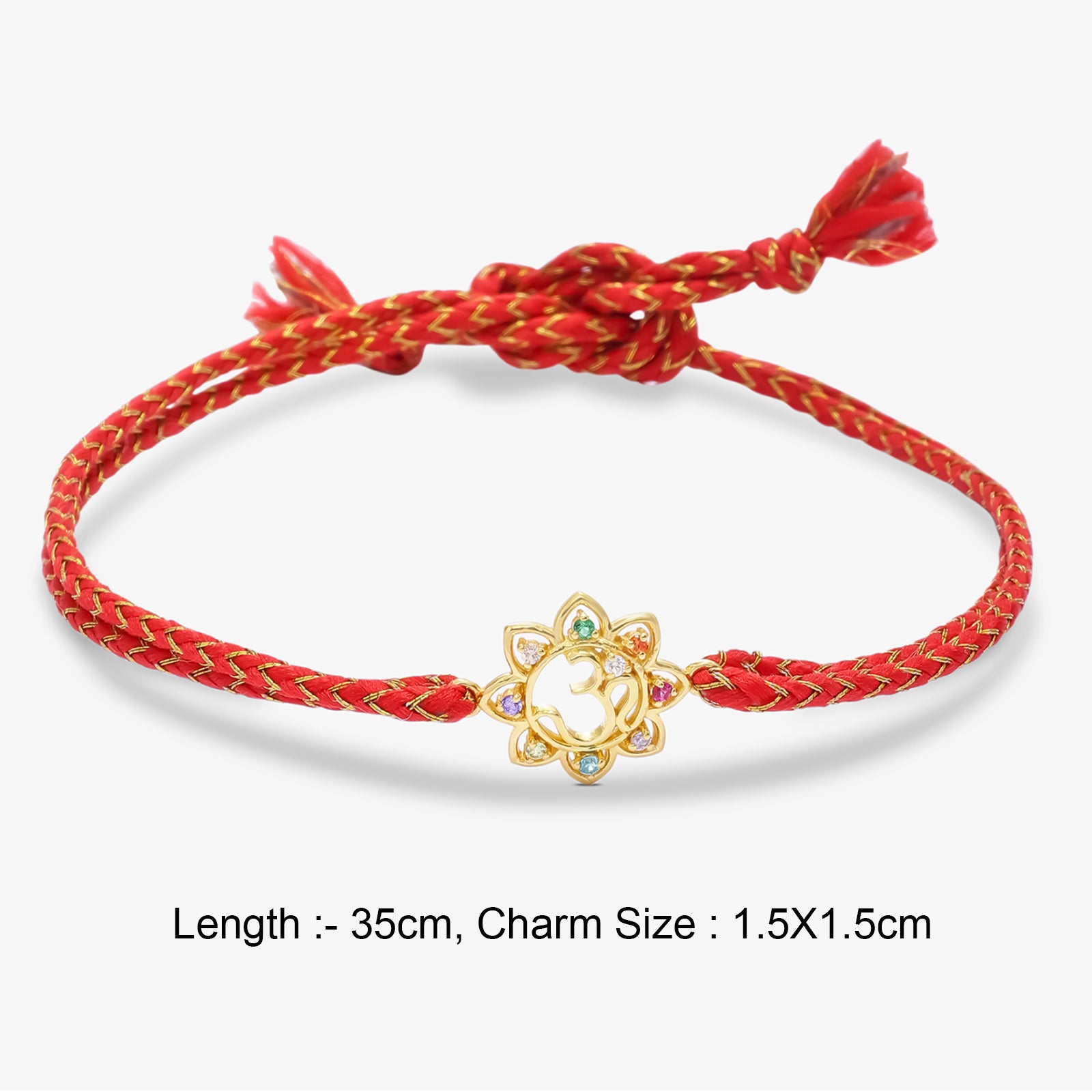 Gold Plated Multicolor Om Floral Silver Rakhi for Brother - Tweov Jewels