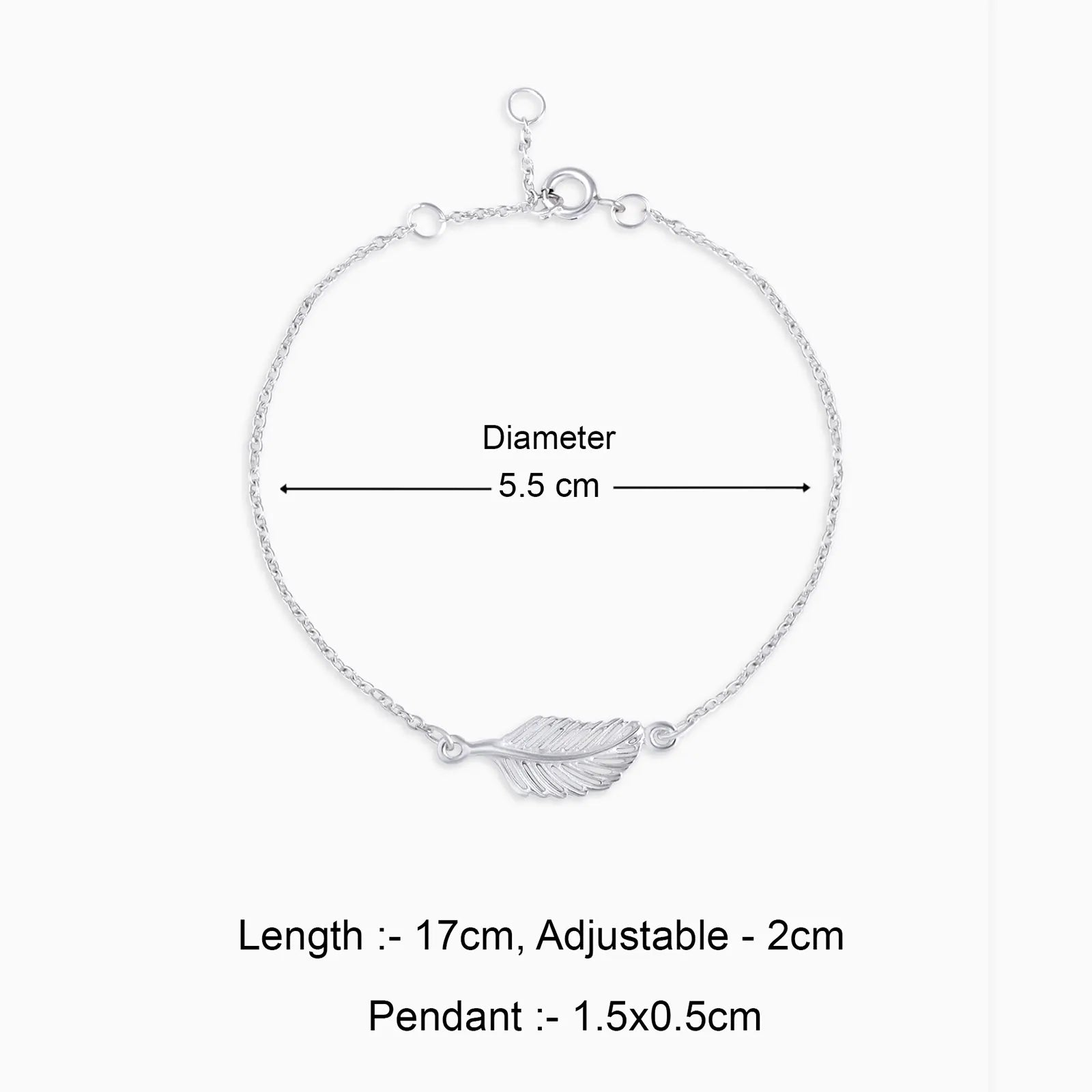 Pure 925 Sterling Silver Leaf Design Chain Bracelet - Tweov Jewels