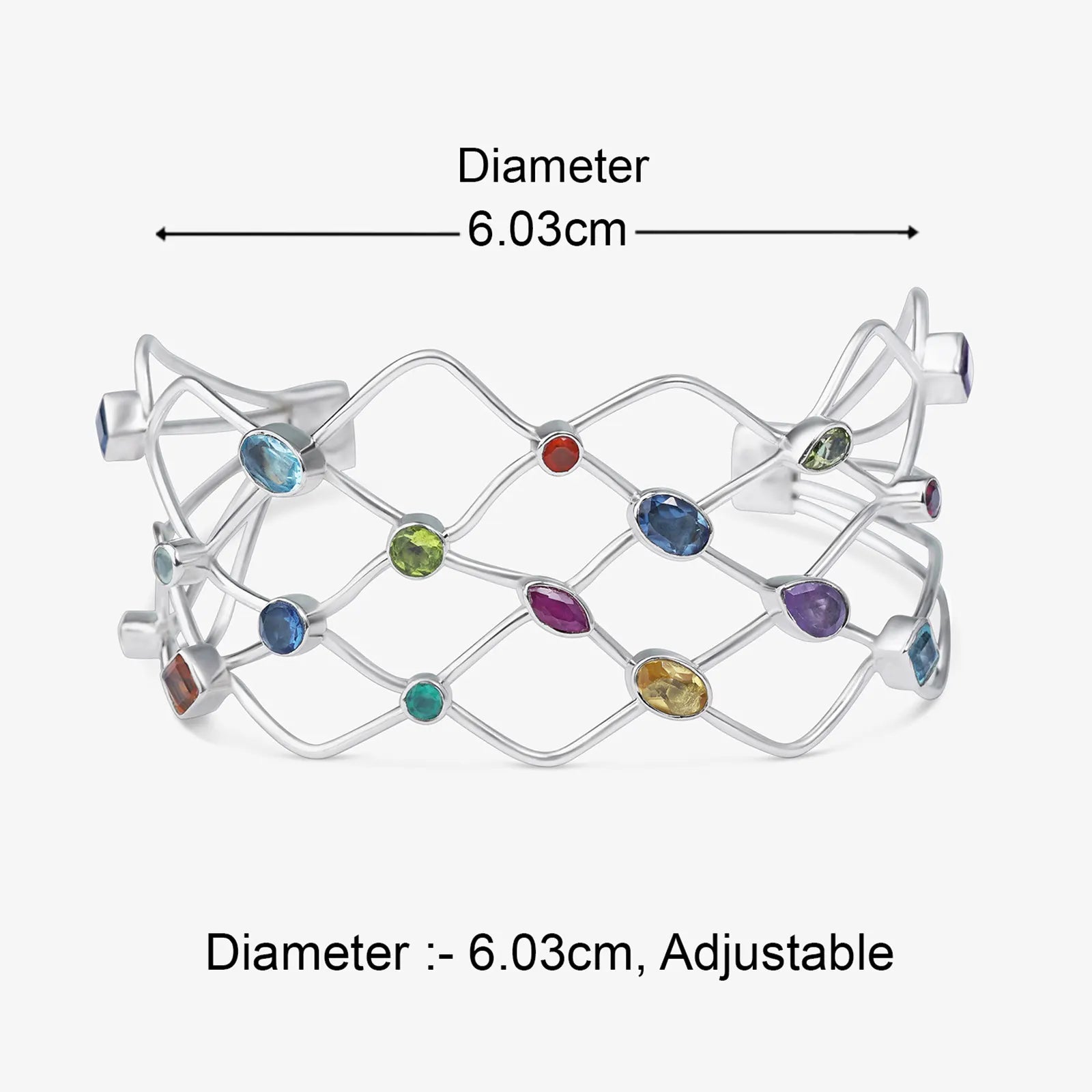 925 Sterling Silver Spiral Multicolor Gemstone Bracelet - Tweov Jewels