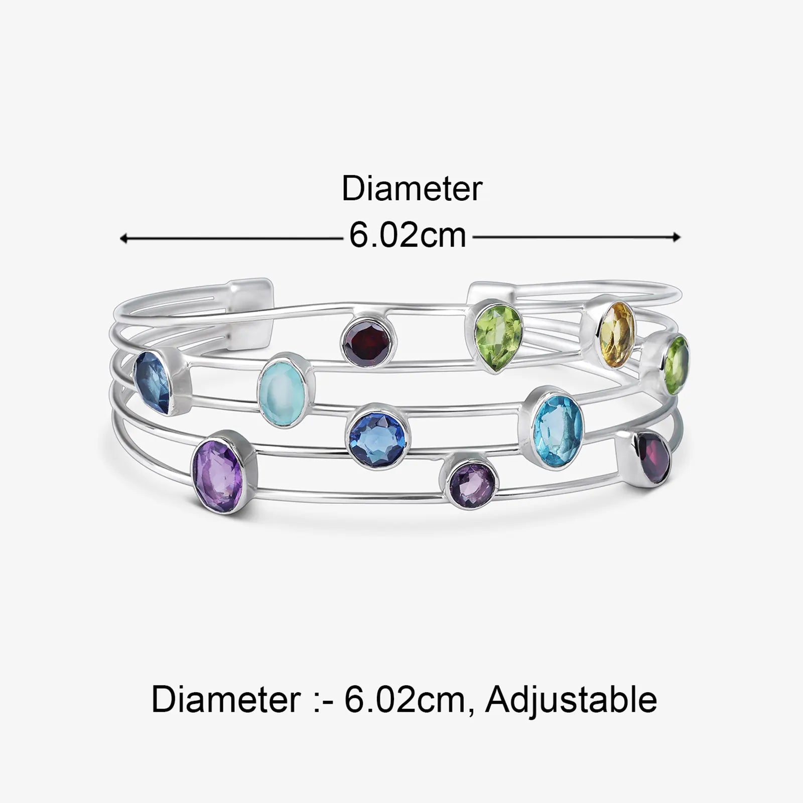 Designer Multicolor Silver Cuff Bracelet - Tweov Jewels