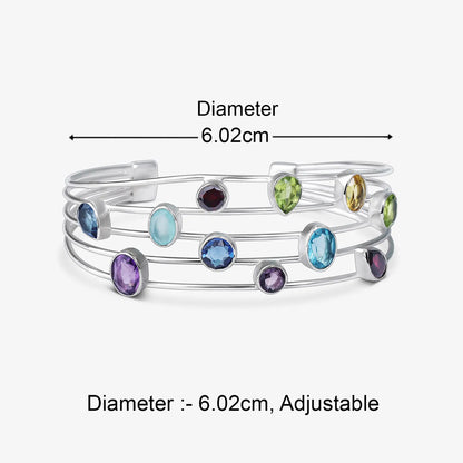 Designer Multicolor Silver Cuff Bracelet - Tweov Jewels