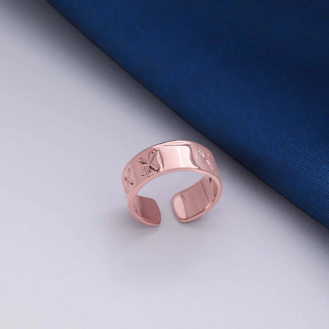 Band Style Rose Gold Engrave Ring-Universal - Tweov Jewels