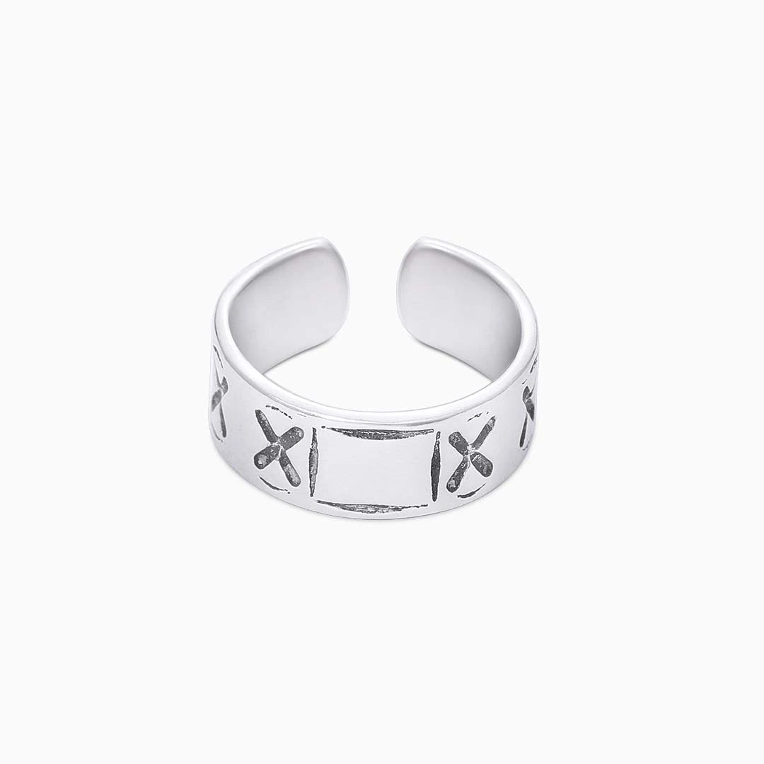 Pure Silver Ring - Adjustable Engraved Band With Silver Finish - Tweov Jewels