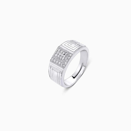 Pure Silver Ring - CZ Stone Set Band For Men - Tweov Jewels