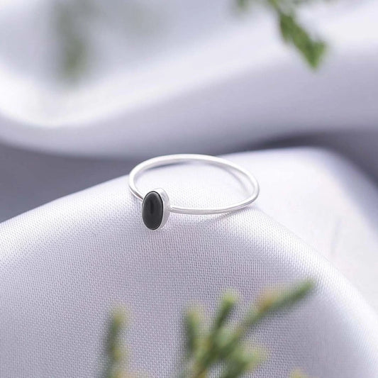 Pure Silver Ring - Casual Black Onyx Model - Tweov Jewels