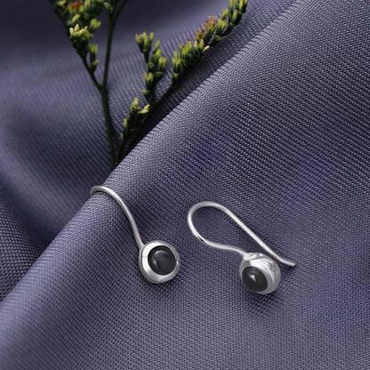 Pure Silver Earrings - Eternal Black Onyx Stone Fit - Tweov Jewels