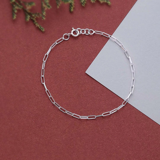 Flat Interlinked 925 Sterling Silver Chain Bracelet Design - Tweov Jewels